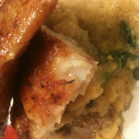 Andouille Polenta and Blackened Catfish