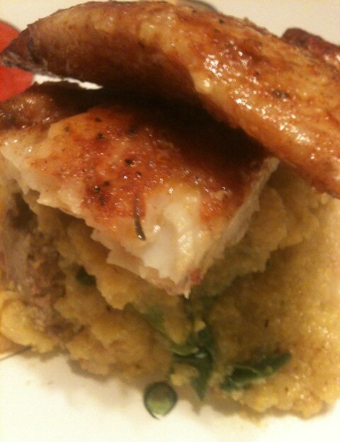 Blackened Catfish and Andouille Polenta
