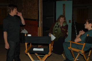 Norman Reedus, Michelle Danner, Garrett Backstrom during production of the feature film, “Hello Herman”