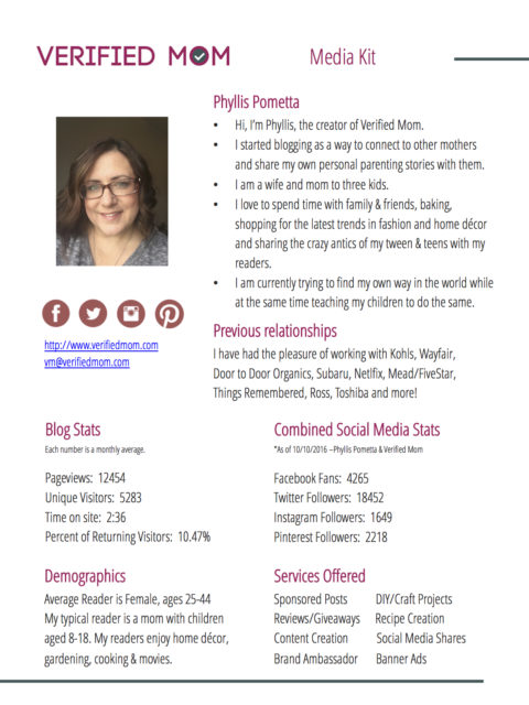 Verified Mom Fall 2016 Media Kit
