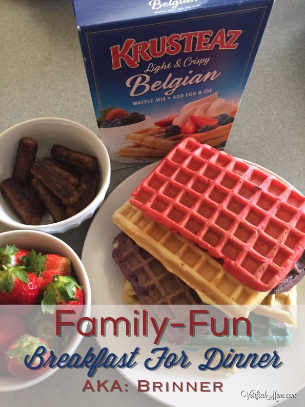 Family Fun Breakfast Dinner - making colorful waffles